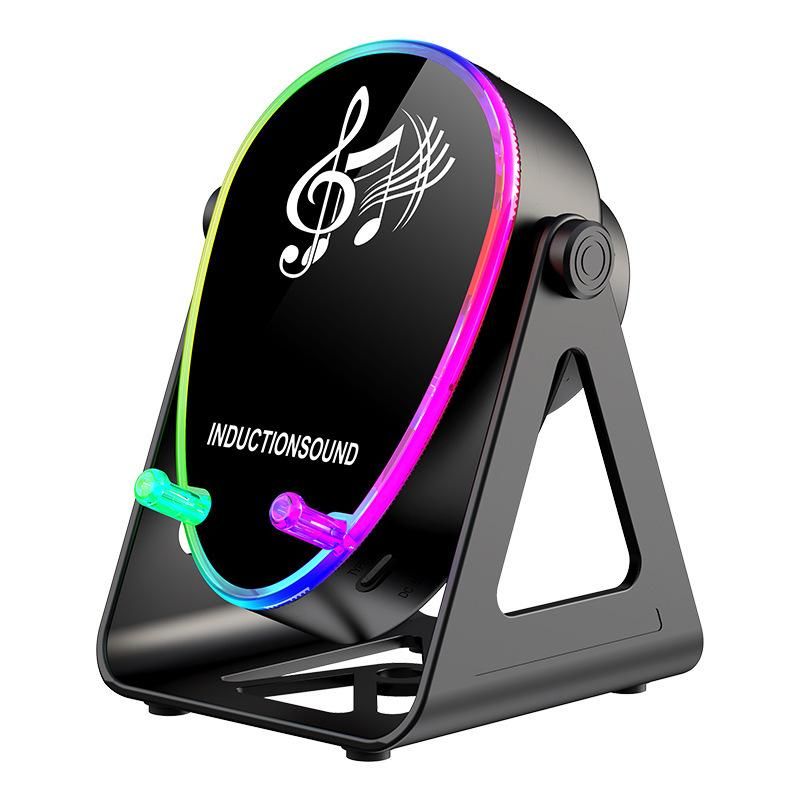Bluetooth Speaker Phone Stand with Rotating Holder and Induction Playback Black V1263-JX-7010