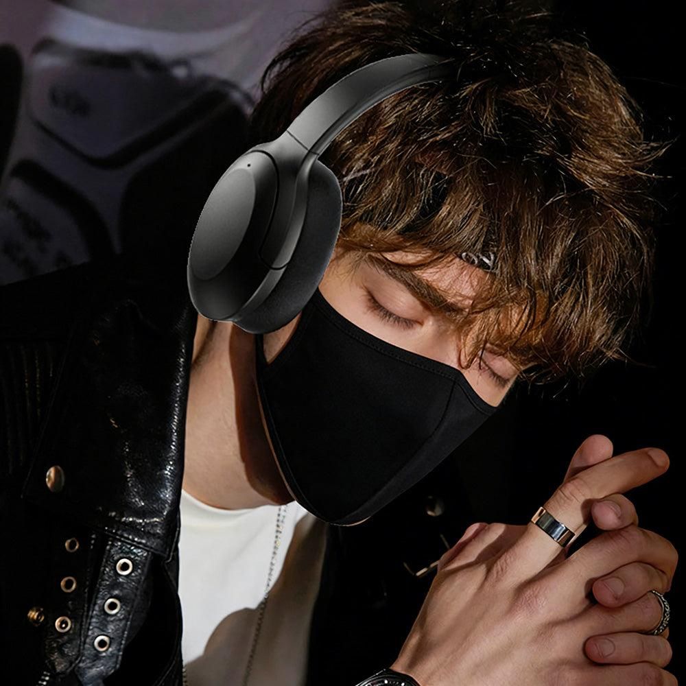 Active Noise Canceling Bluetooth Headphones Over-Ear Wireless Headset Black V1263-JX-7022-1