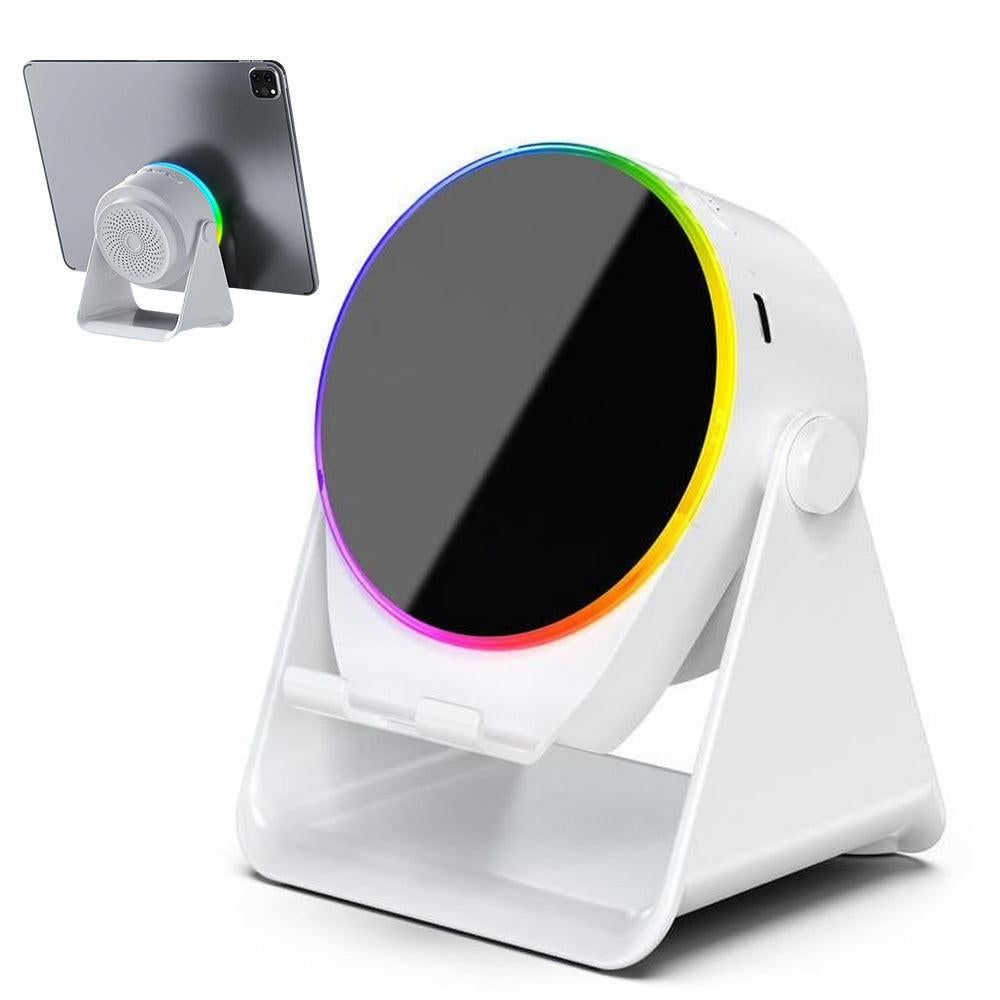 4 in 1 Wireless Induction Speaker Bluetooth Speaker with 360 Adjustable Phone Holder - White V1263-JX-7033