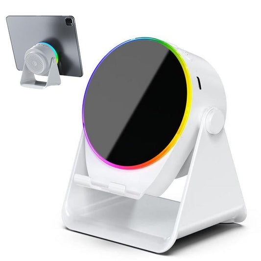 4 in 1 Wireless Induction Speaker Bluetooth Speaker with 360 Adjustable Phone Holder - White V1263-JX-7033