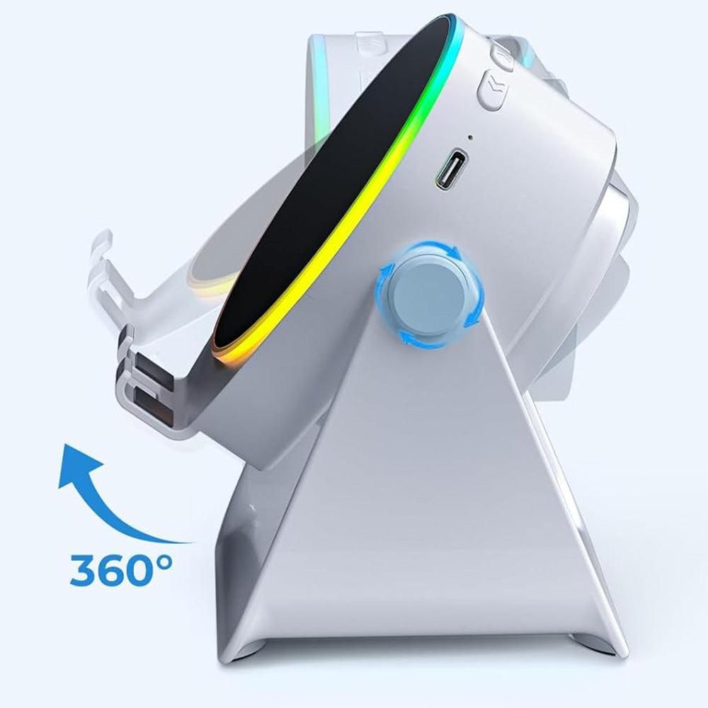 4 in 1 Wireless Induction Speaker Bluetooth Speaker with 360 Adjustable Phone Holder - White V1263-JX-7033