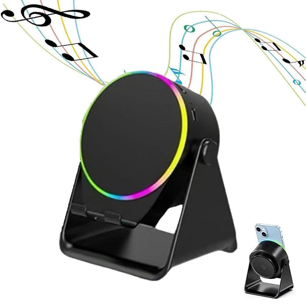 4 in 1 Wireless Induction Speaker Bluetooth Speaker with 360 Adjustable Phone Holder - White V1263-JX-7033