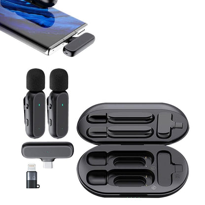 2-in-1 Wireless Lavalier Microphone Rechargeable Plug-Play Clip on Lapel Mic for Live Streaming Recording Vlog V1263-JX-7035