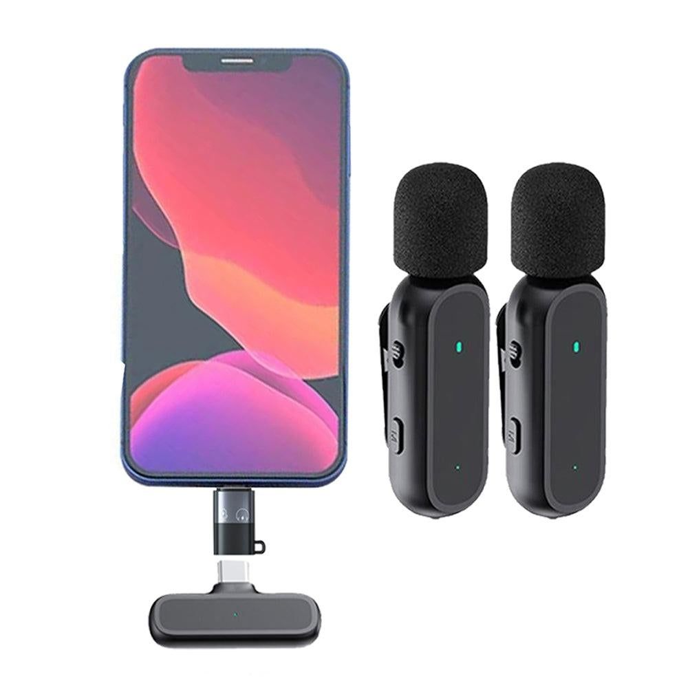 2-in-1 Wireless Lavalier Microphone Rechargeable Plug-Play Clip on Lapel Mic for Live Streaming Recording Vlog V1263-JX-7035