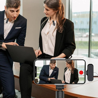 2-in-1 Wireless Lavalier Microphone Rechargeable Plug-Play Clip on Lapel Mic for Live Streaming Recording Vlog V1263-JX-7035