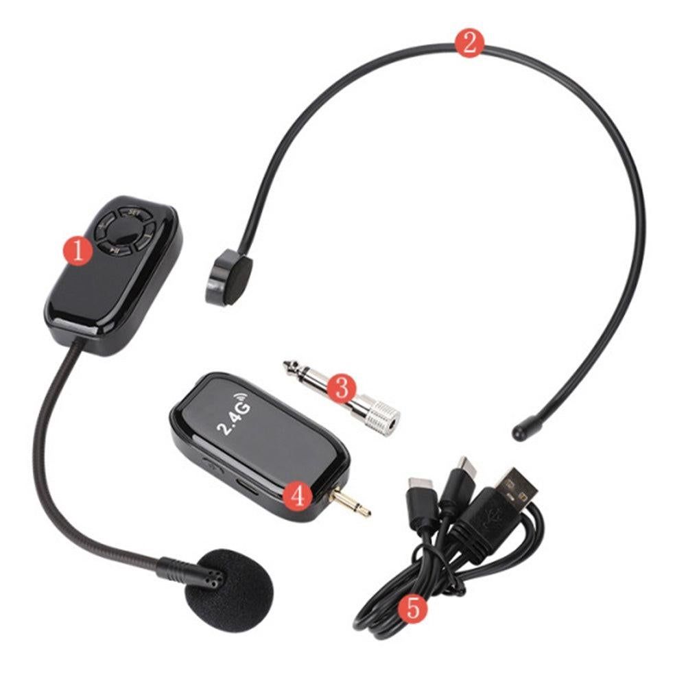 6.5mm Jack Wireless Microphone 2 In 1 Voice Amplifier Speaker Headset V1263-JX-7037