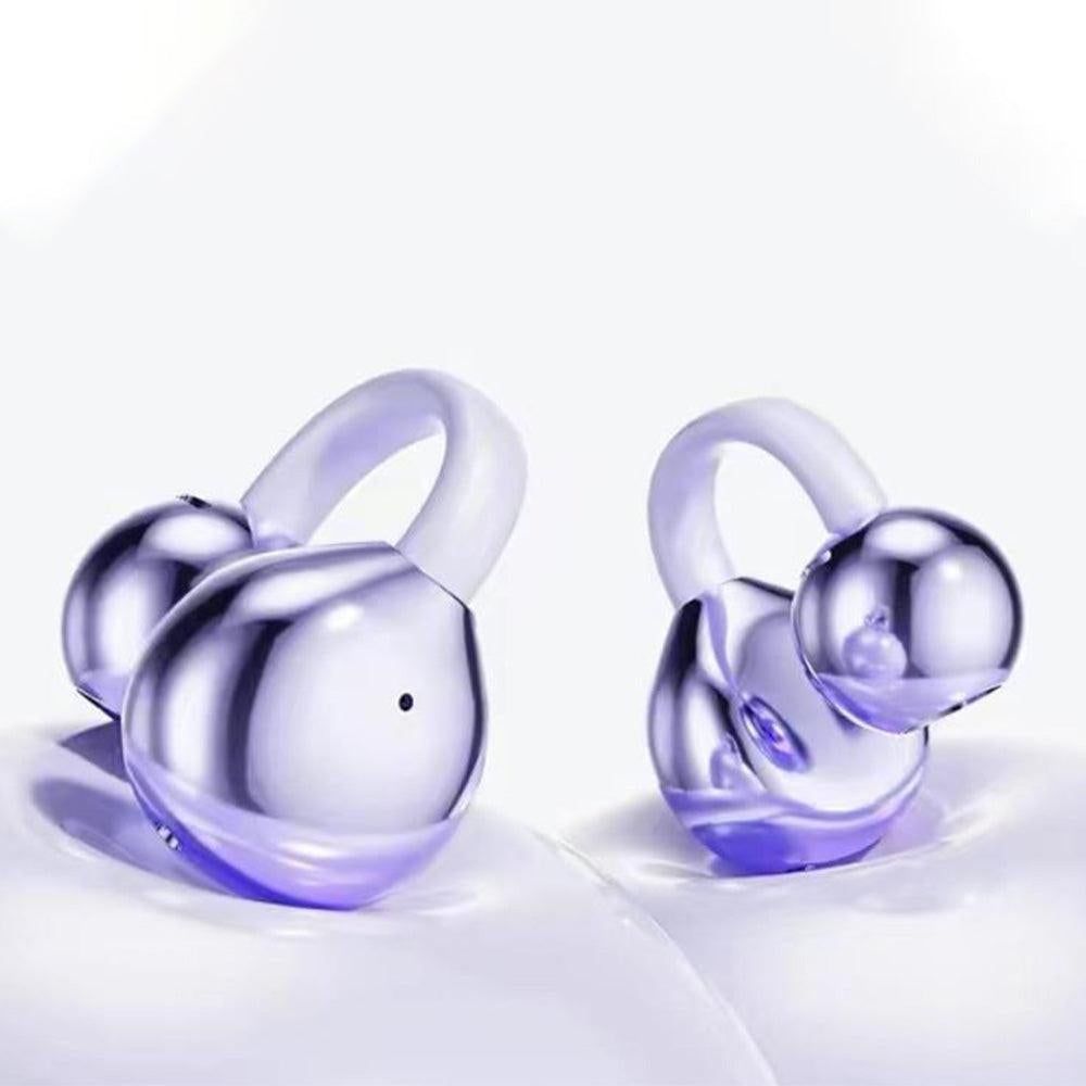 Bluetooth Clip-on Earbuds Wireless Open Ear Earbuds for Sports Workout Purple V1263-JX-7038-2