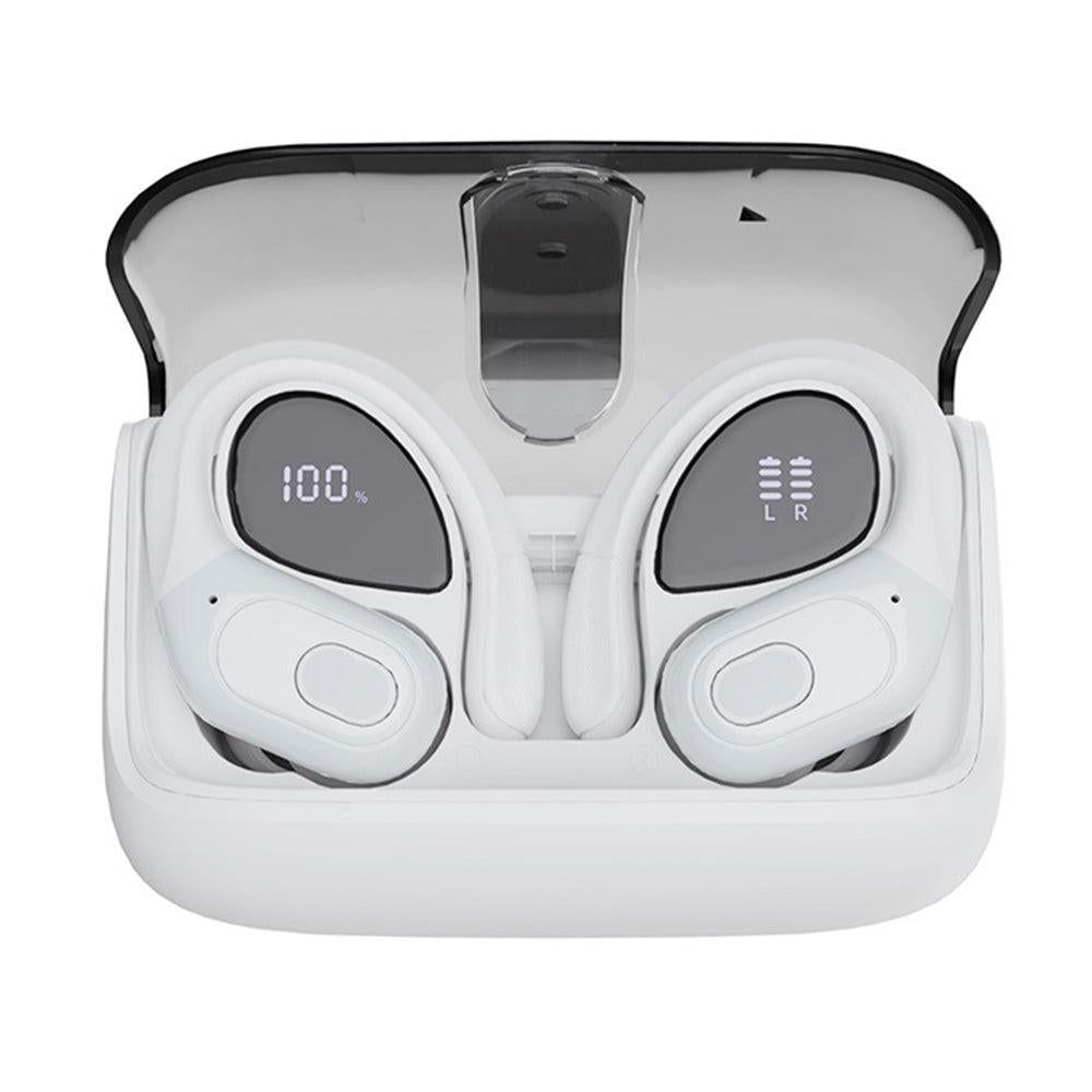 Wireless Bluetooth 5.4 Over-Ear Earbuds IPX5 Waterproof for Sports White V1263-JX-7040