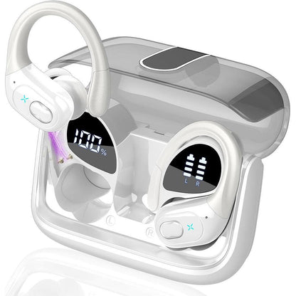 Wireless Bluetooth 5.4 Over-Ear Earbuds IPX5 Waterproof for Sports White V1263-JX-7040