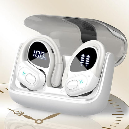 Wireless Bluetooth 5.4 Over-Ear Earbuds IPX5 Waterproof for Sports White V1263-JX-7040