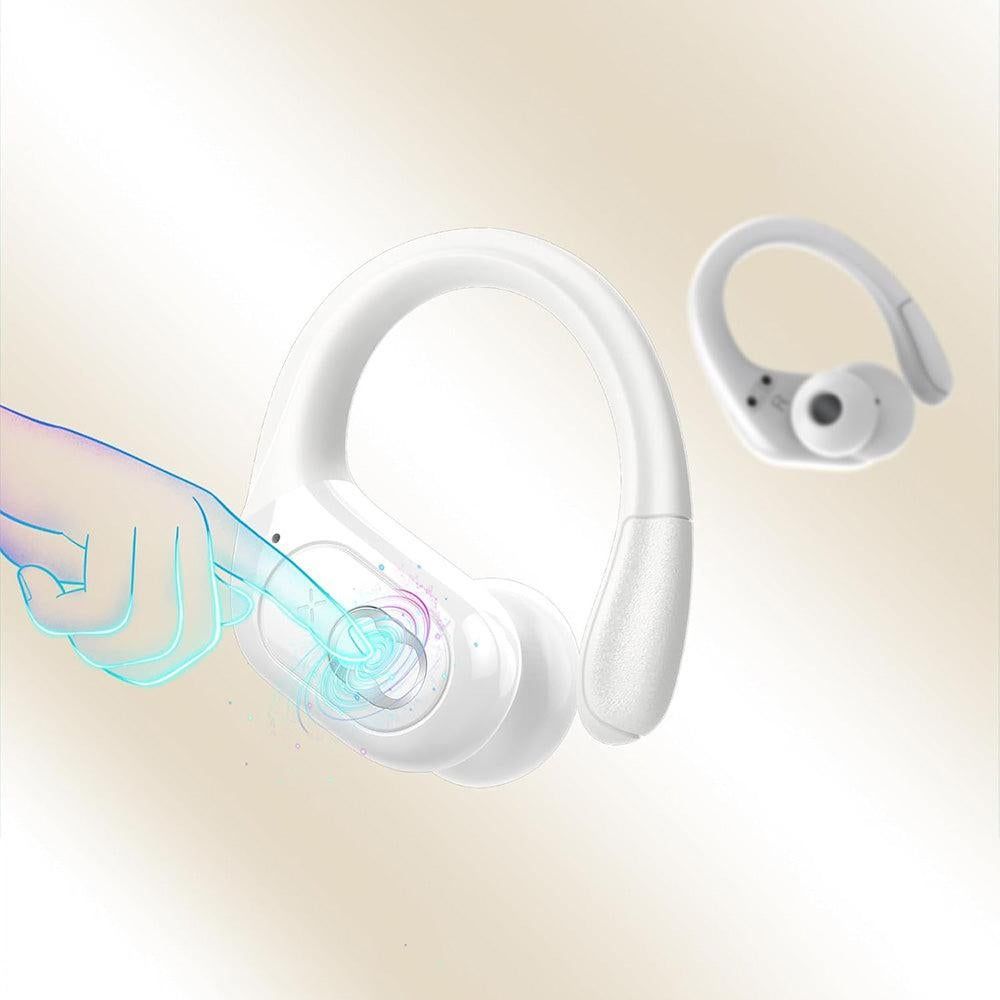 Wireless Bluetooth 5.4 Over-Ear Earbuds IPX5 Waterproof for Sports White V1263-JX-7040