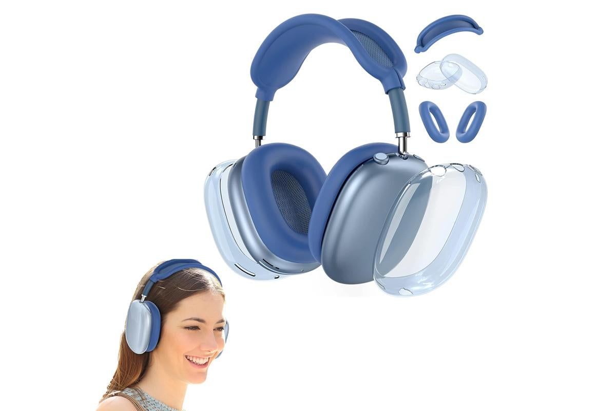 For Apple AirPods Max Headphones Case Silicone Protective Sleeves Full Set Cover Blue V1263-JX-7045-3