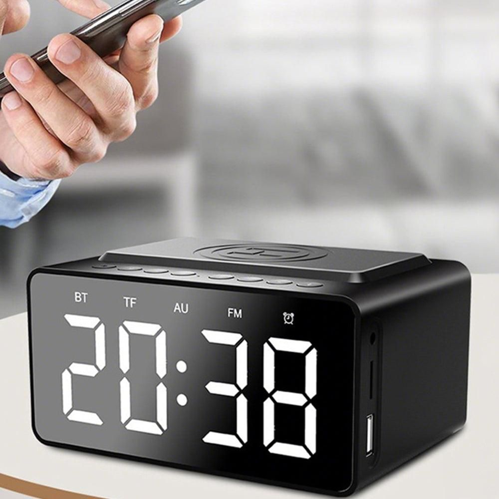Wireless Charging Bluetooth Speaker with LED Digital Alarm Clock and FM Radio V1263-JX-7050
