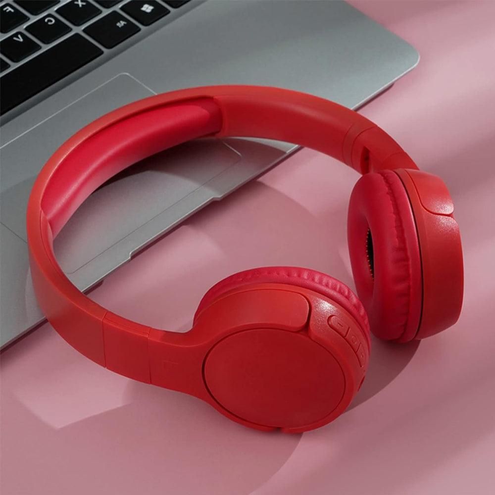Rechargeable Bluetooth Wireless Headphones On-Ear Stereo Headset Red V1263-JX-7056-1