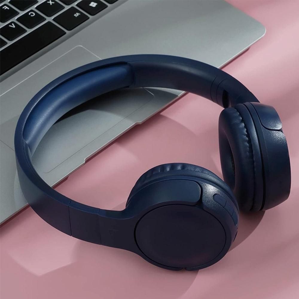 Rechargeable Bluetooth Wireless Headphones On-Ear Stereo Headset Navy Blue V1263-JX-7056-2