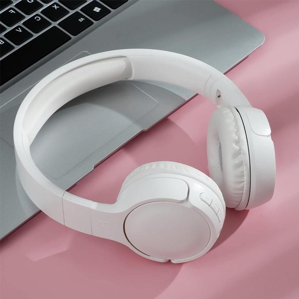 Rechargeable Bluetooth Wireless Headphones On-Ear Stereo Headset White V1263-JX-7056-3