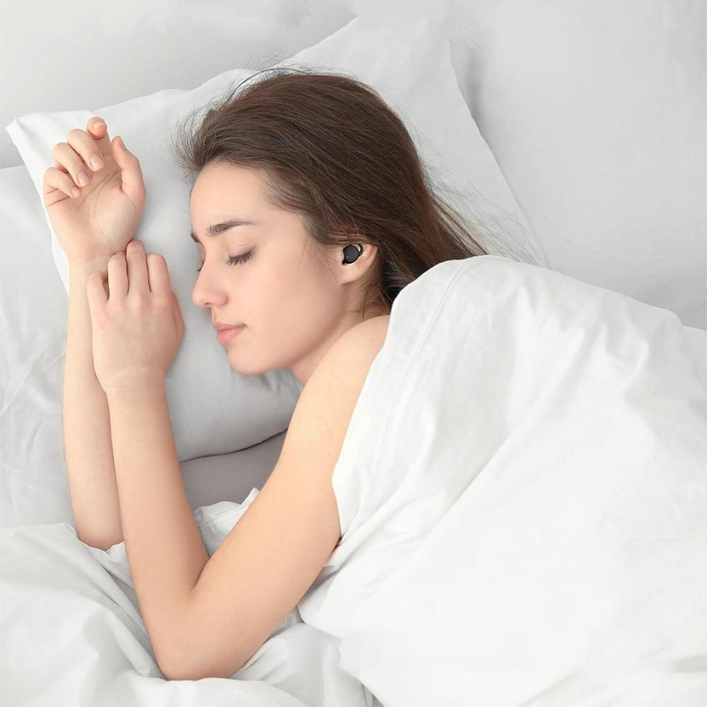 In Ear Sleep Headphones with Digital Power Display Invisible Noise Blocking Earphone for Side Sleepers Black V1263-JX-7057