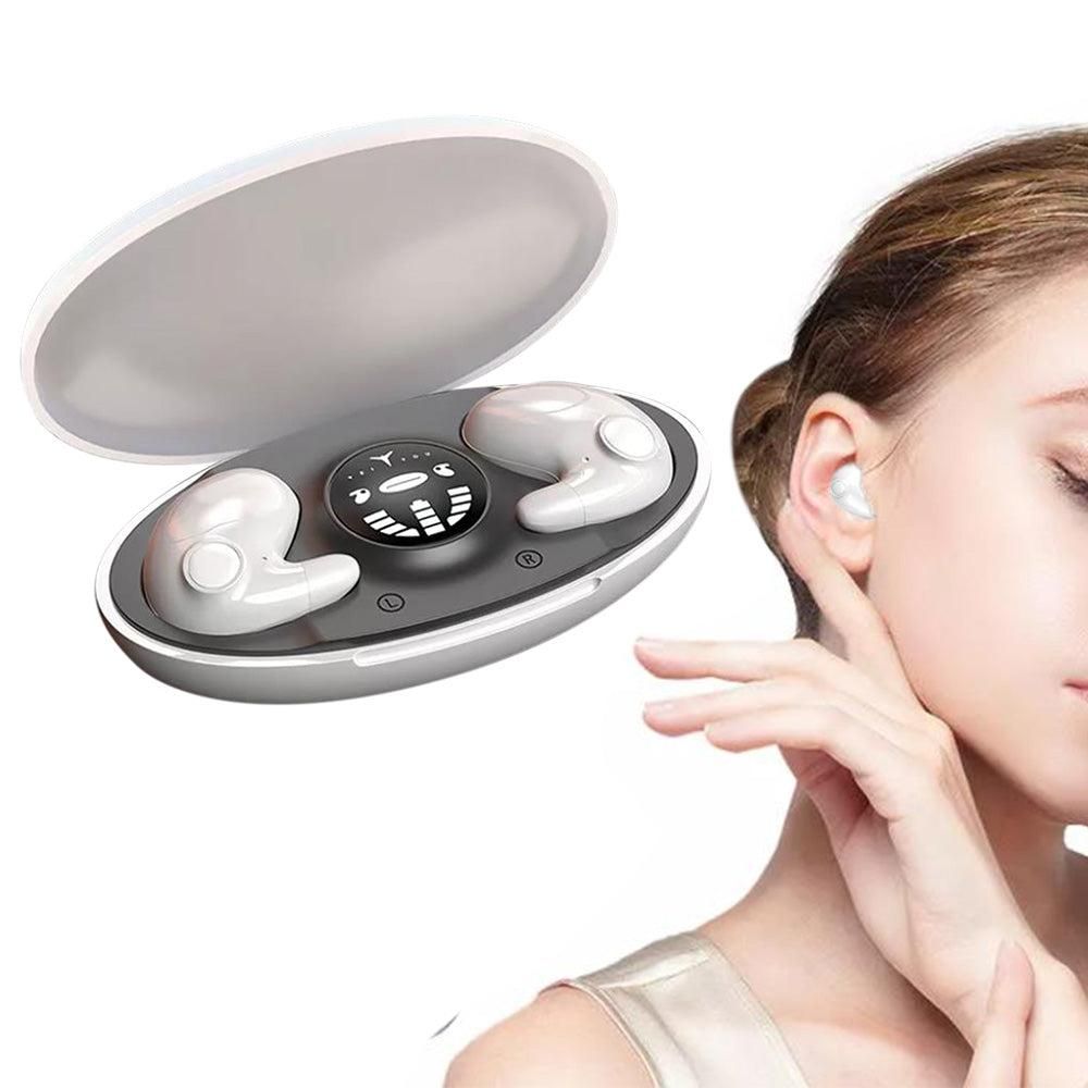 Invisible Sleep Earphone Wireless Bluetooth 5.3 Headphones Hidden Earbuds with Charging Case White V1263-JX-7058