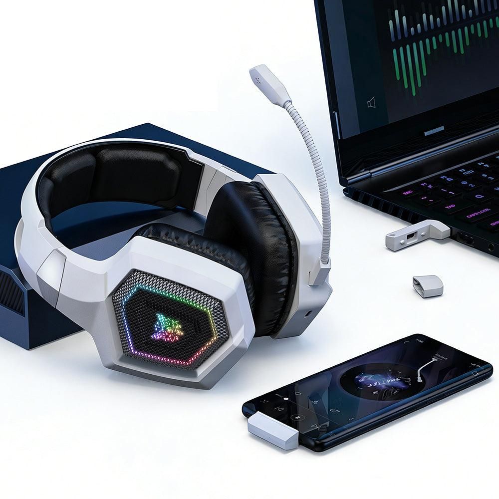 2.4GHz Wireless Gaming Headset with Flip Mic for PC White V1263-JX-7062