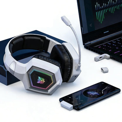 2.4GHz Wireless Gaming Headset with Flip Mic for PC White V1263-JX-7062
