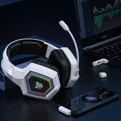 2.4GHz Wireless Gaming Headset with Flip Mic for PC White V1263-JX-7062