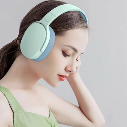 Foldable Wireless Bluetooth Stereo Over Ear Headphone Blue V1263-JX-7064-2