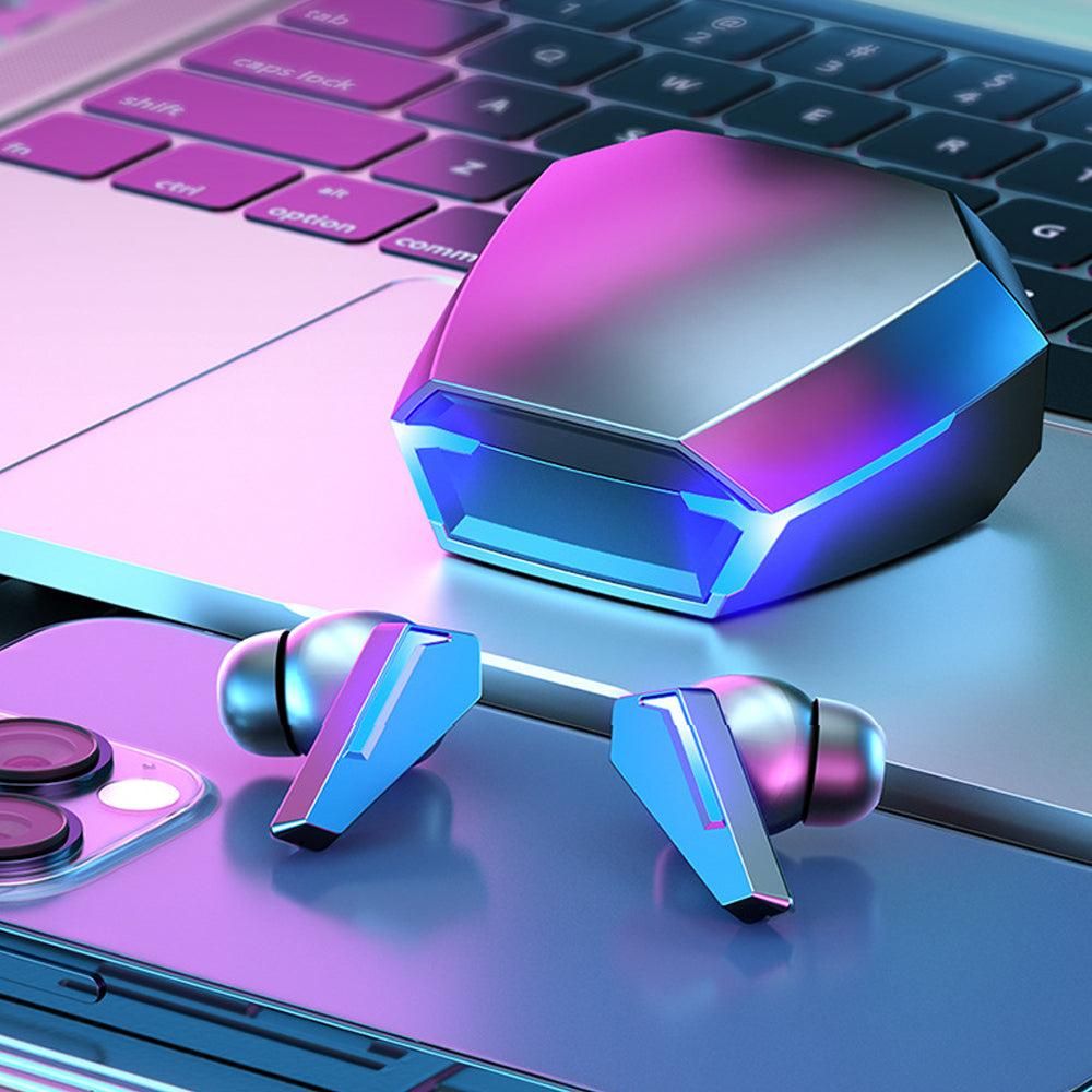 Wireless Bluetooth Gaming Earphones In-Ear Headsets with Breathing Light Black V1263-JX-7067