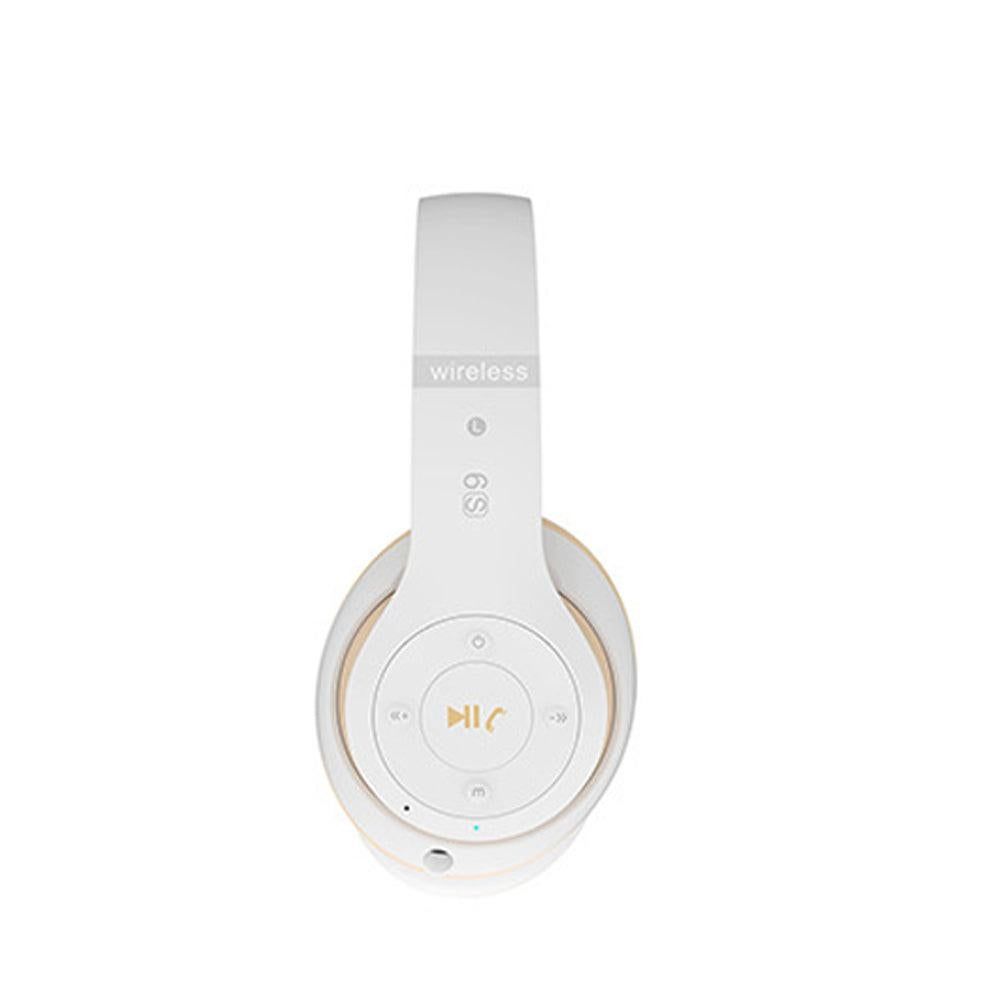Wireless Bluetooth Headphones Foldable Over Ear Stereo Headsets with Built-in Mic White V1263-JX-7068-1