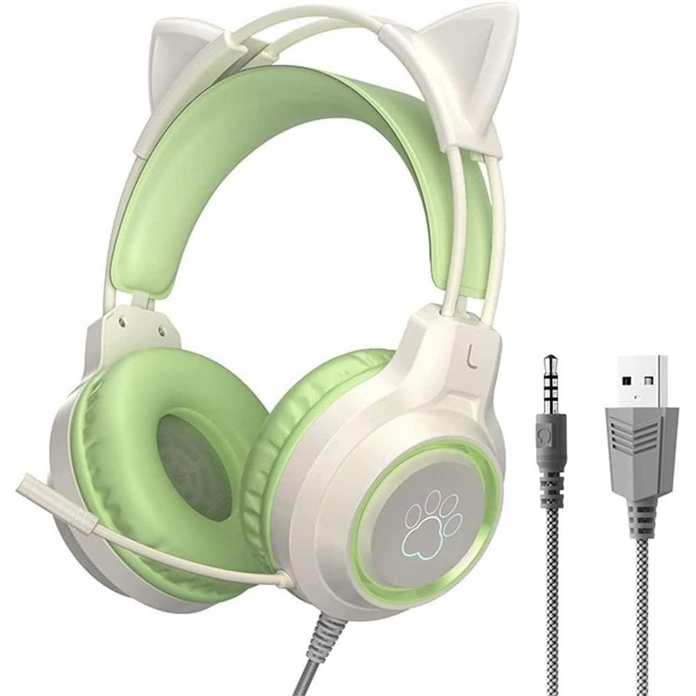 RGB Lighting Gaming Headset Cat Ear Headphone with Microphone Pink V1263-JX-7069-1