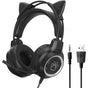 RGB Lighting Gaming Headset Cat Ear Headphone with Microphone Black V1263-JX-7069-2