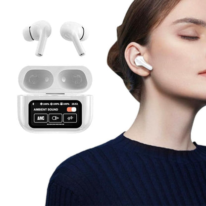 Touch Control Case Bluetooth Headphone Wireless Smart Earbuds with Digital Display White V1263-JX-7071