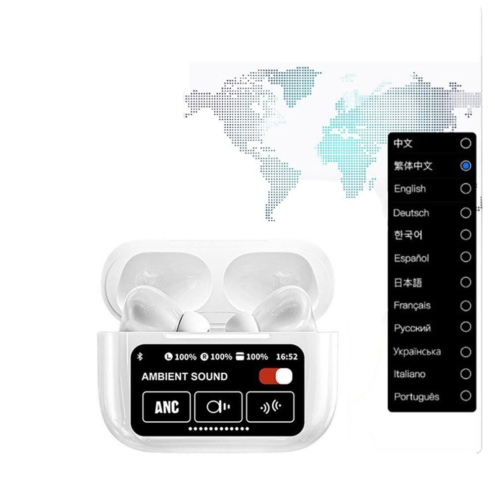 Touch Control Case Bluetooth Headphone Wireless Smart Earbuds with Digital Display White V1263-JX-7071