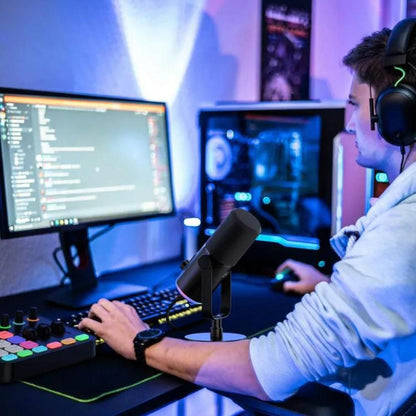 RGB Dynamic Gaming Microphone XLR/USB Interface for PC Streaming Podcast Recording Style 2 V1263-JX-7074-1