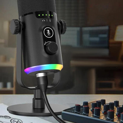 RGB Dynamic Gaming Microphone XLR/USB Interface for PC Streaming Podcast Recording Style 2 V1263-JX-7074-1