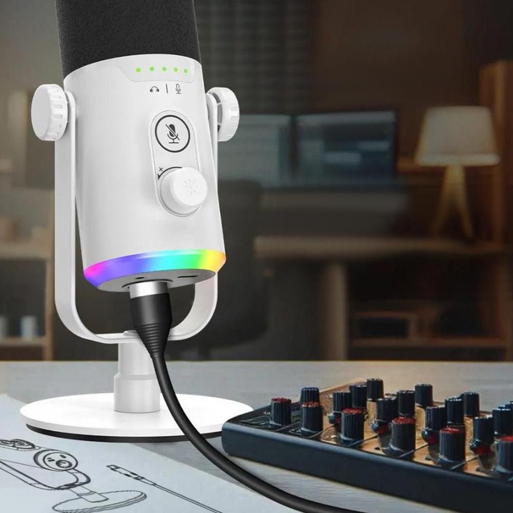RGB Dynamic Gaming Microphone XLR/USB Interface for PC Streaming Podcast Recording Style 1 V1263-JX-7074-2