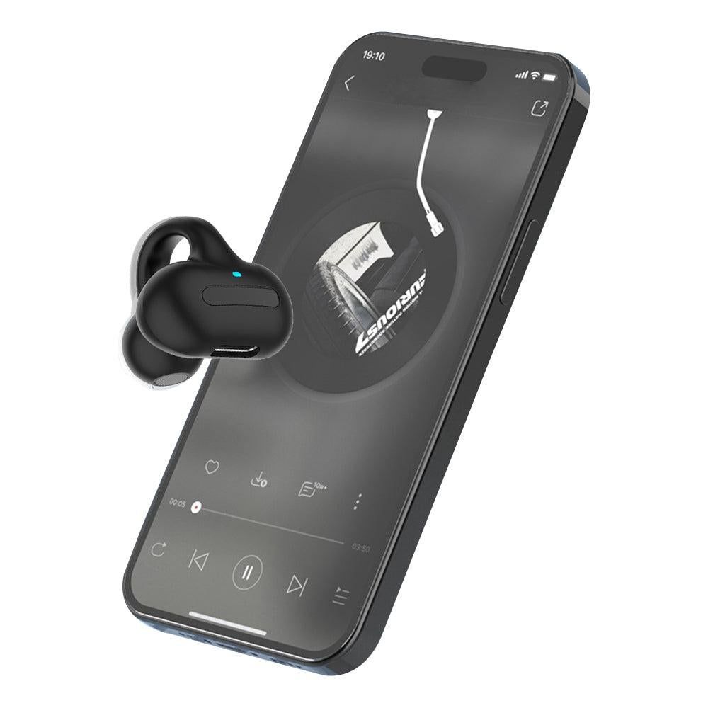 MG8 Wireless Bluetooth 5.2 Single Earphone Ear-clip Headphones TWS Sports Earbuds with Charging Case Black V1263-JX-7075-1
