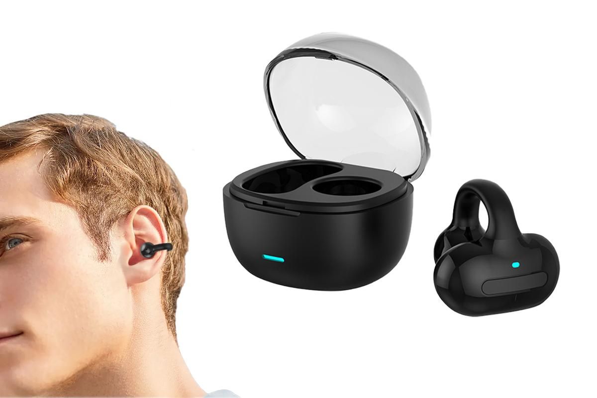 MG8 Wireless Bluetooth 5.2 Single Earphone Ear-clip Headphones TWS Sports Earbuds with Charging Case Black V1263-JX-7075-1