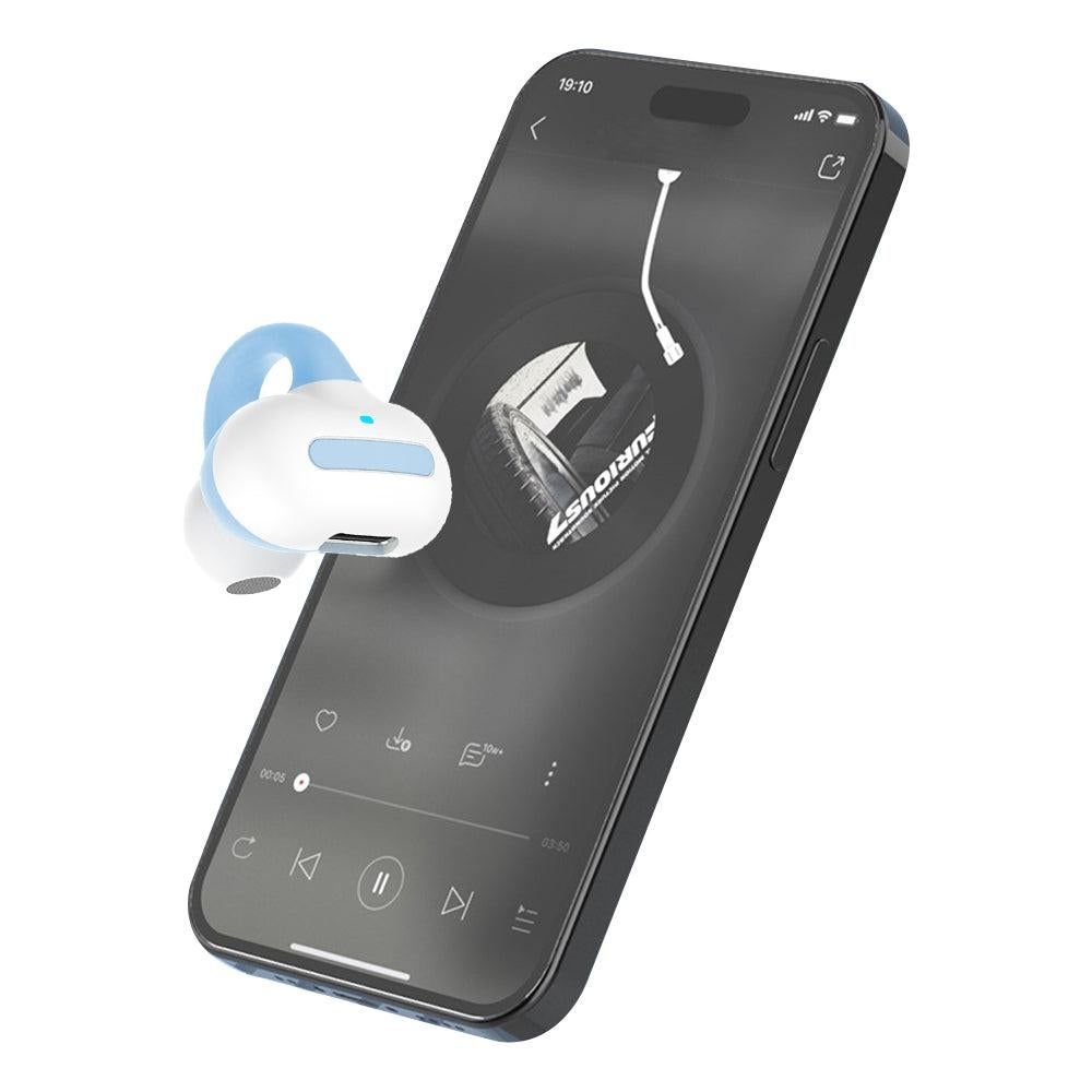 MG8 Wireless Bluetooth 5.2 Single Earphone Ear-clip Headphones TWS Sports Earbuds with Charging Case Blue V1263-JX-7075-2