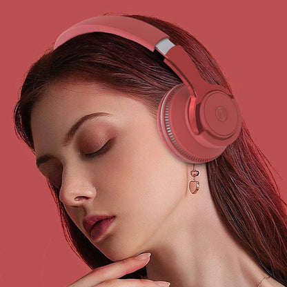 Foldable Wireless Bluetooth Stereo Over Ear Headphone Headworn Headset Red V1263-JX-7076-1