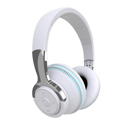 Foldable Wireless Bluetooth Stereo Over Ear Headphone Headworn Headset White V1263-JX-7076-2