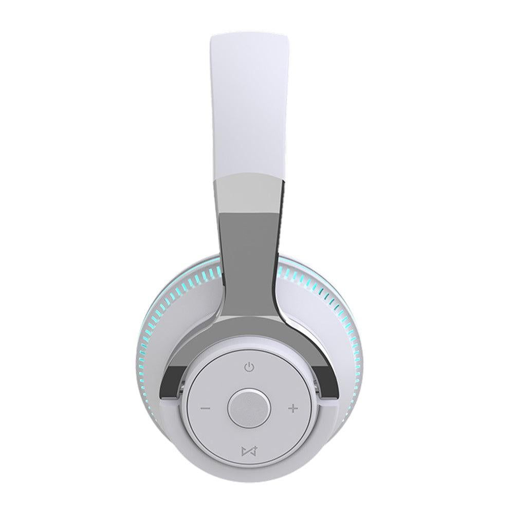 Foldable Wireless Bluetooth Stereo Over Ear Headphone Headworn Headset White V1263-JX-7076-2