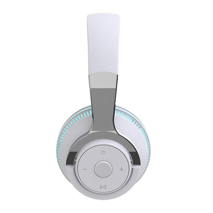 Foldable Wireless Bluetooth Stereo Over Ear Headphone Headworn Headset White V1263-JX-7076-2