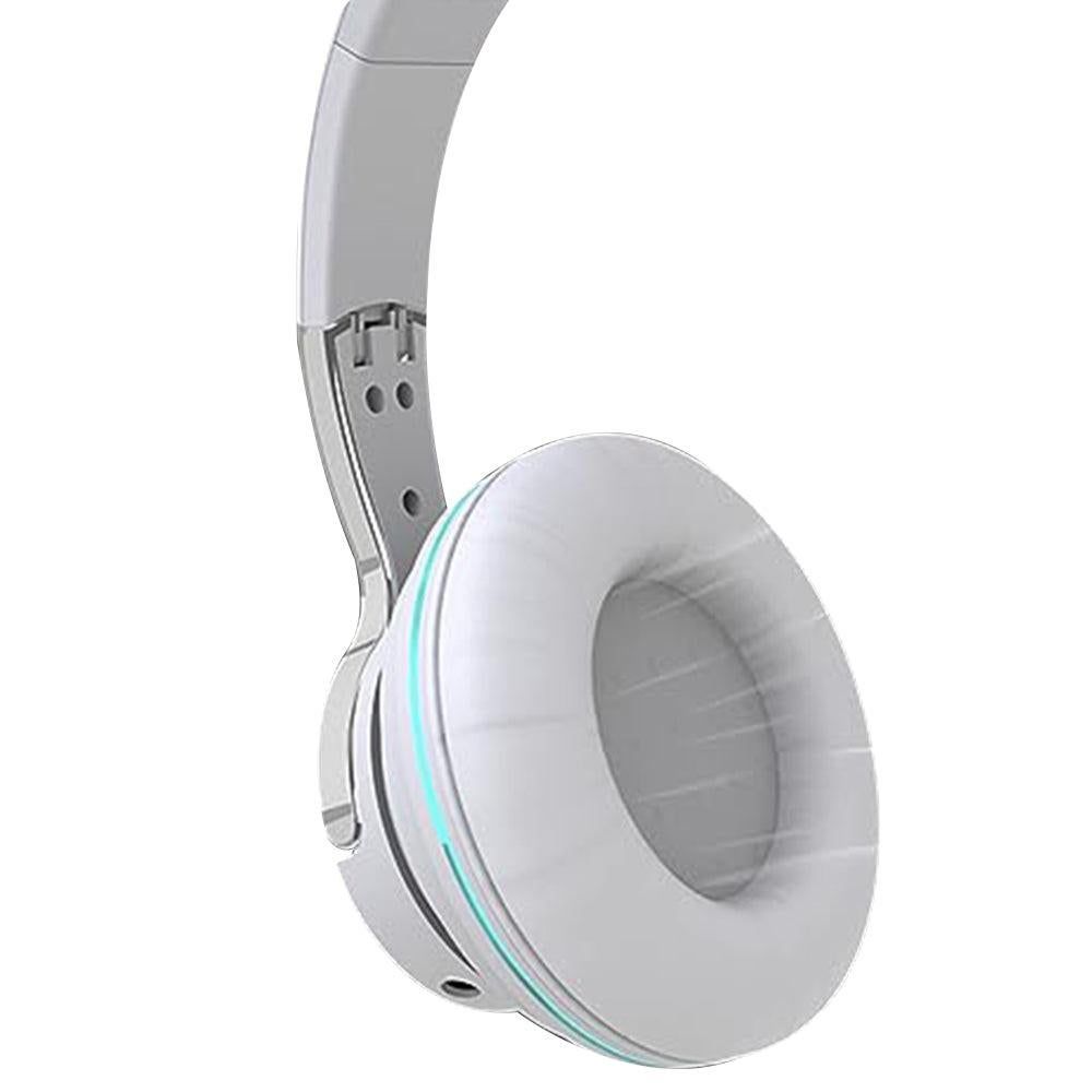 Foldable Wireless Bluetooth Stereo Over Ear Headphone Headworn Headset White V1263-JX-7076-2