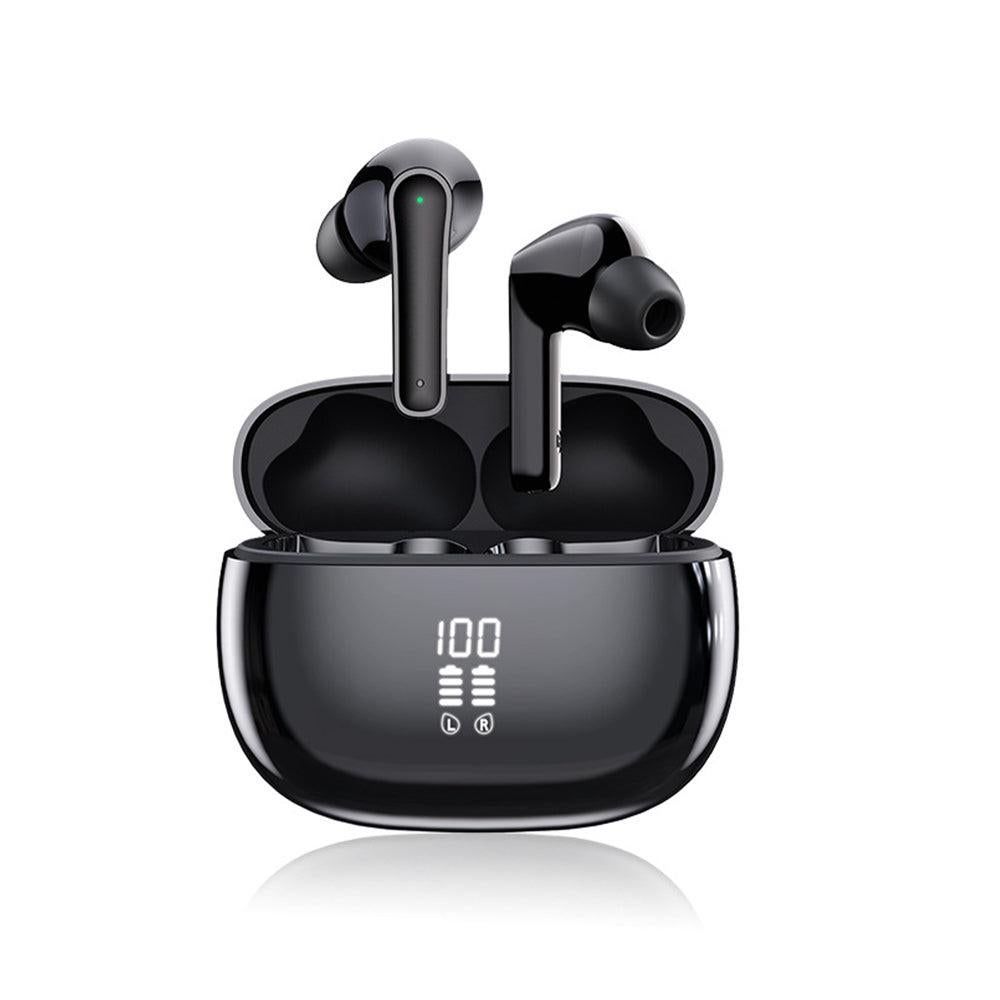 Wireless Bluetooth Noise-Cancelling In-Ear Earbuds with LED Display Black V1263-JX-7077-1