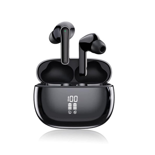Wireless Bluetooth Noise-Cancelling In-Ear Earbuds with LED Display Black V1263-JX-7077-1