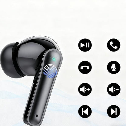 Wireless Bluetooth Noise-Cancelling In-Ear Earbuds with LED Display Black V1263-JX-7077-1