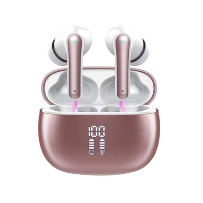 Wireless Bluetooth Noise-Cancelling In-Ear Earbuds with LED Display Rose Gold V1263-JX-7077-2