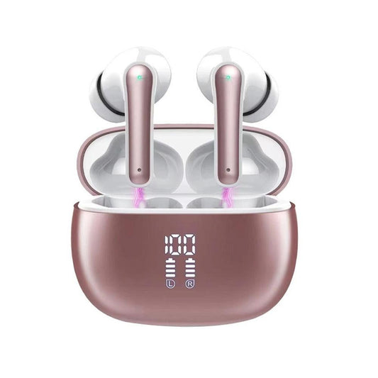 Wireless Bluetooth Noise-Cancelling In-Ear Earbuds with LED Display Rose Gold V1263-JX-7077-2