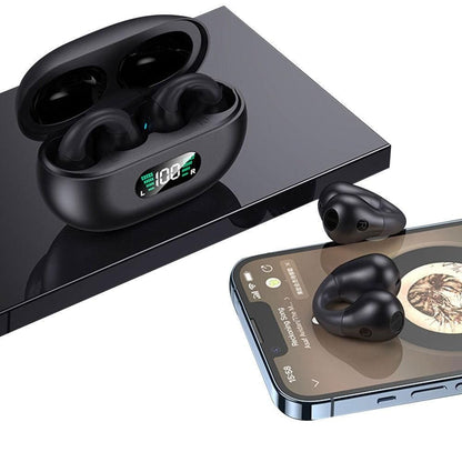Bone Conduction Wireless Bluetooth Earphones Ear Clip Style Sport Headphones Black V1263-JX-7081