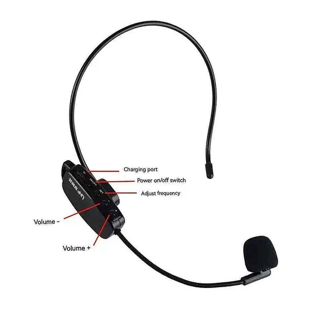 2-in-1 Wireless Microphone Headset 2.4G Hands-Free Mic V1263-JX-7082